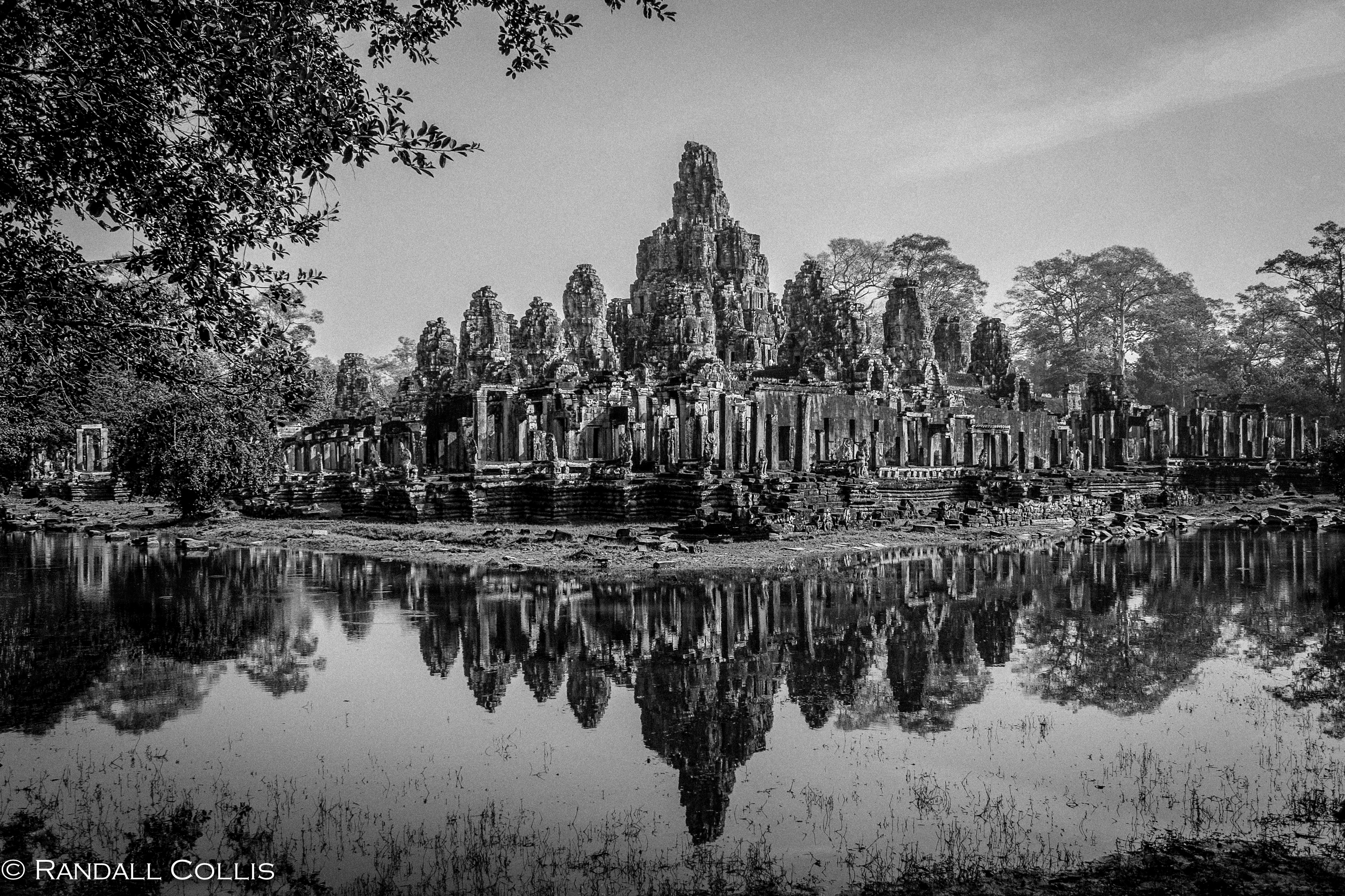 Reflection of Bayon Raw B&W