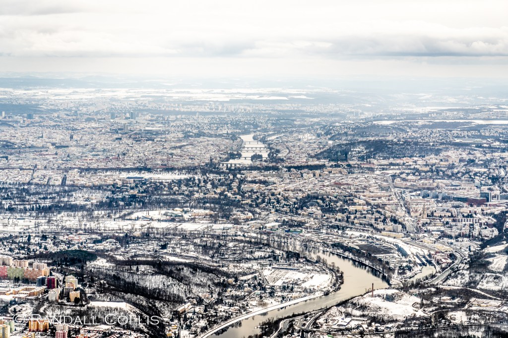 Photo of Prague in Winter from a plane