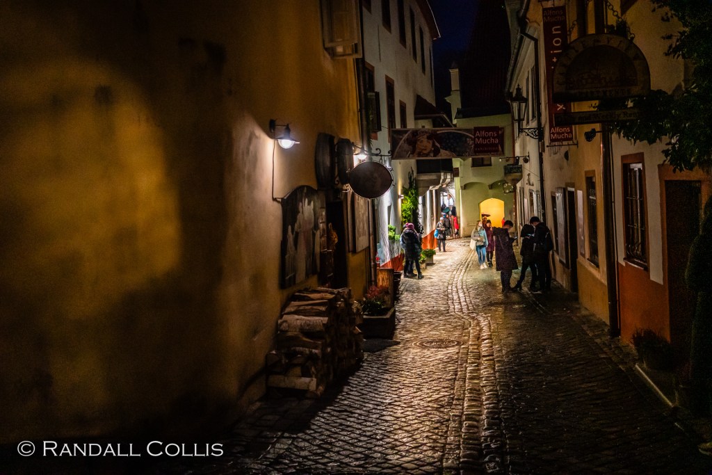 Narrow Alley of Nighttime Česky Krumlov