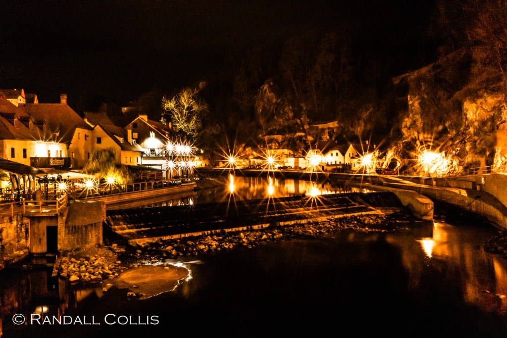 Česky Krumlov and Vltava River at Night